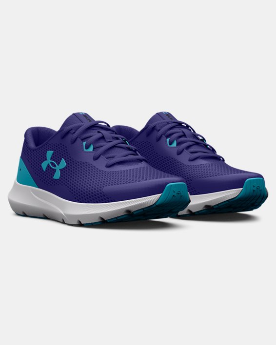 Boys' Grade School UA Surge 3 Running Shoes, Blue, pdpMainDesktop image number 3